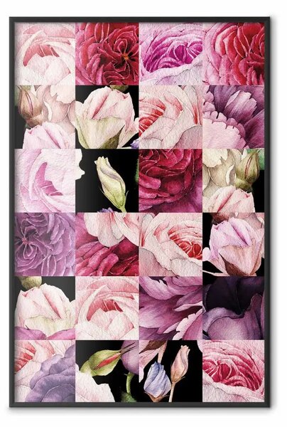 Poster: Collage floreale - colorata con sfumature rosa