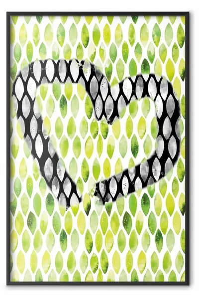 Poster: Segno primavera - verde con cuore ad acquerello