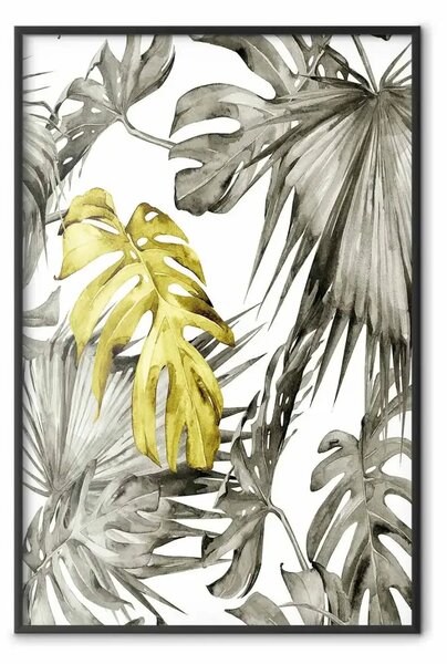 Poster: Natura dorata - foglie monstera con tocco dorato