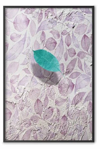 Poster: Un fruscio di spazio - composizione botanica turchese e rosa