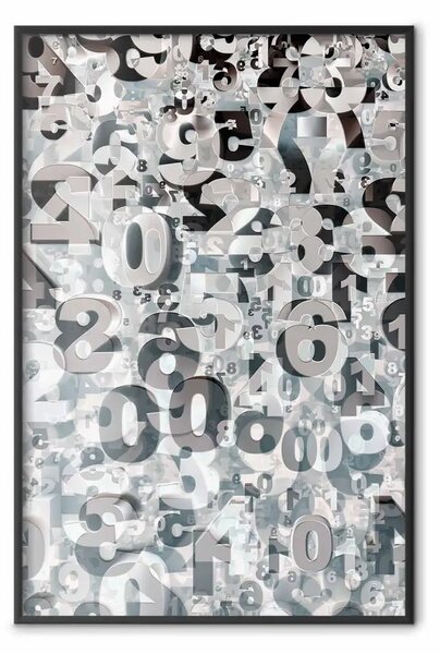 Poster: Numerologia - astrazione industriale in bianco e nero con numeri in 3D