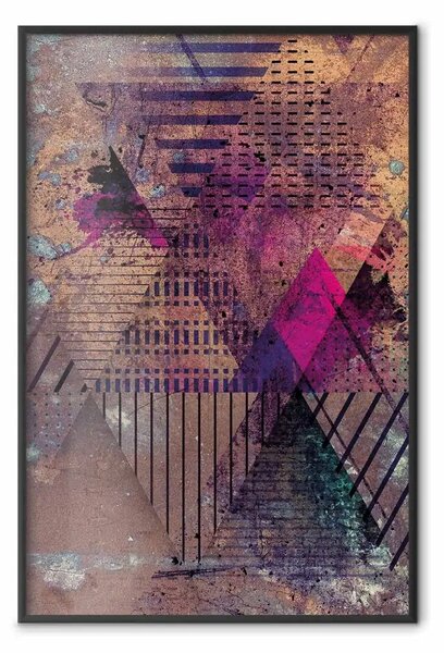 Poster: Astrazione miele - geometrica colorata con tocco di rosa