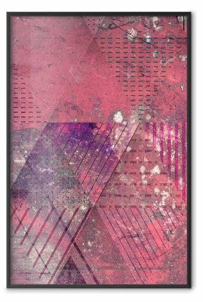 Poster: Astrazione cremisi - composizione geometrica con una punta di rosa