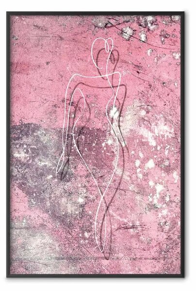 Poster: Forma di marmo - delicata lineart femminile su sfondo rosa