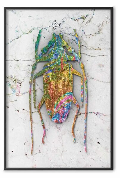 Poster: Mondo degli insetti - composizione colorata unica su sfondo in marmo