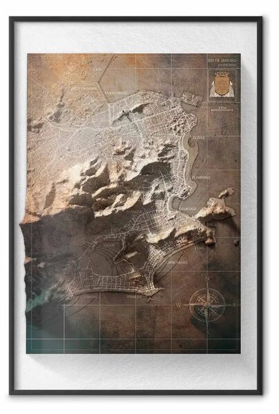 Poster: Mappa isometrica: Rio de Janeiro - città brasiliana