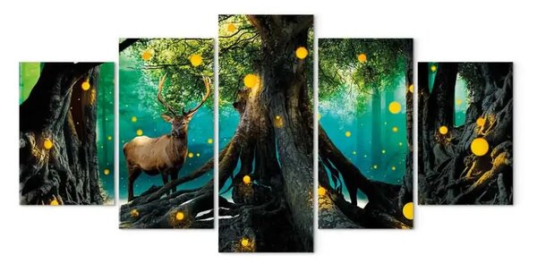 Quadro contemporaneo Foresta incantata (5 pezzi) ampia