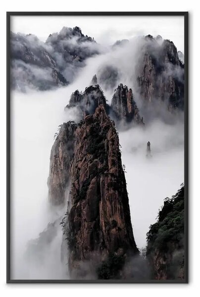 Poster: Rocce nuvole - paesaggio scandinavo nebbioso