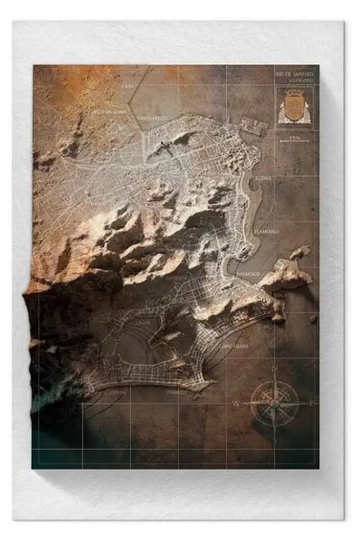Quadro contemporaneo Rio de Janeiro - mappa isometrica 3D della città brasiliana