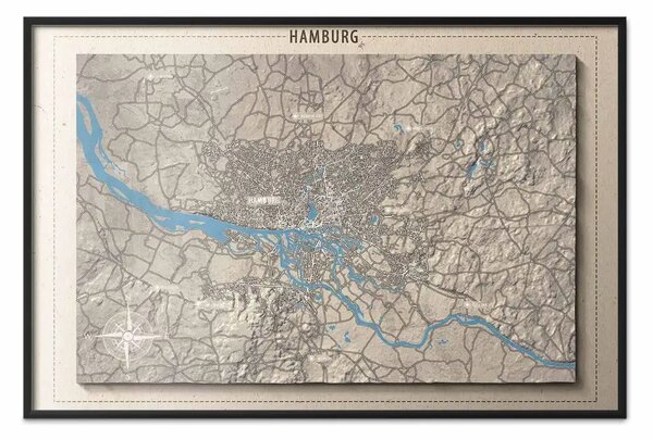 Poster: Mappa isometrica: Amburgo - città portuale