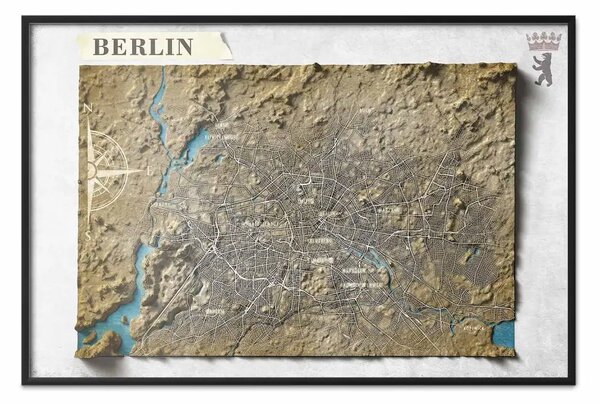 Poster: Mappa isometrica: Berlino - città in marrone