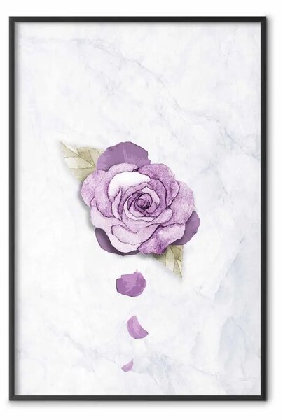 Poster: Fine primavera - fiore viola su marmo