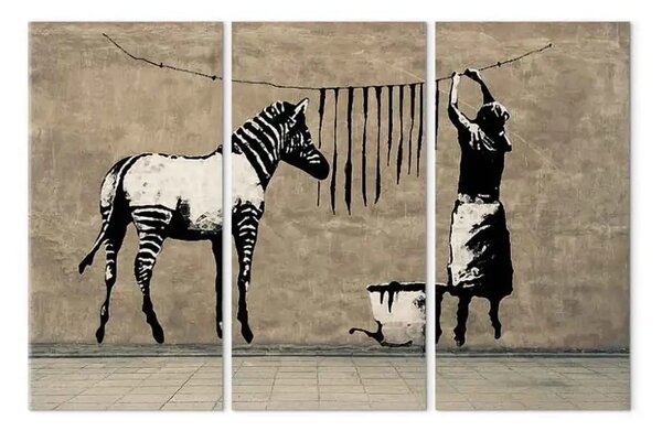 Quadro Banksy: zebra wash su cemento (3 pezzi)