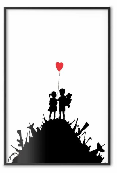 Poster: Campo battaglia - coppia di bambini con palloncino cuore