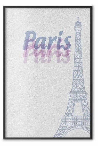 Poster: Parigi acquerello - Torre Eiffel e scritte
