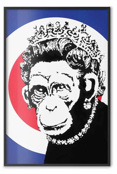 Poster: Regina scimmie - murale unico in stile Banksy con scimmia