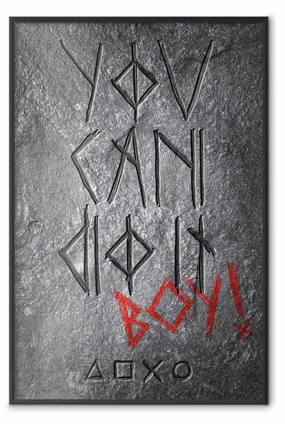 Poster: Puoi farcela ragazzo - scritte inglesi su sfondo roccioso