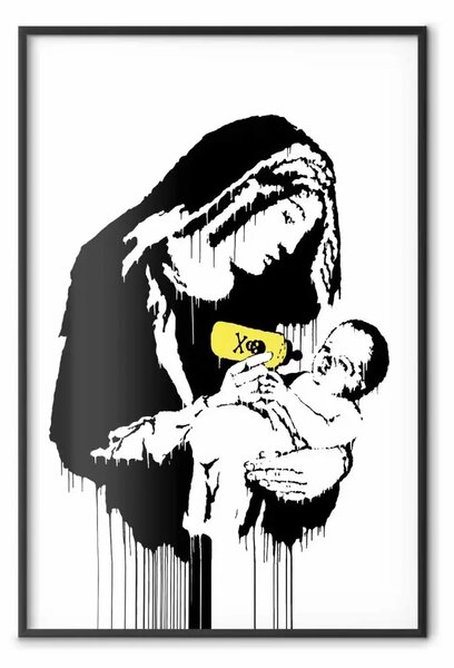 Poster: Madre allatta - composizione in b/n in stile Banksy