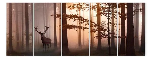 Quadro moderno Mattina (5 pezzi) stretto marrone