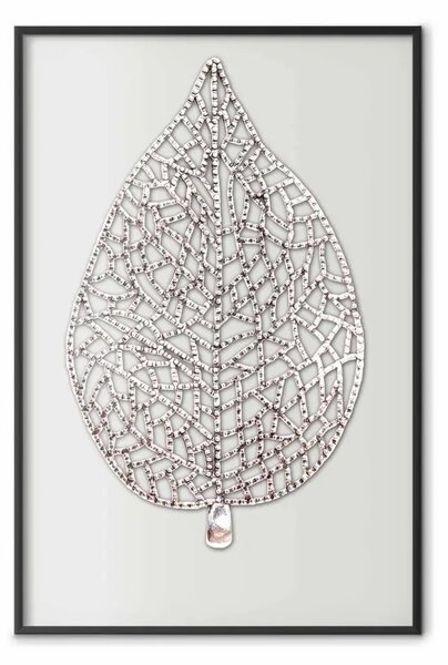 Poster: Foglia traforata - astrazione vegetale con foglia dorata
