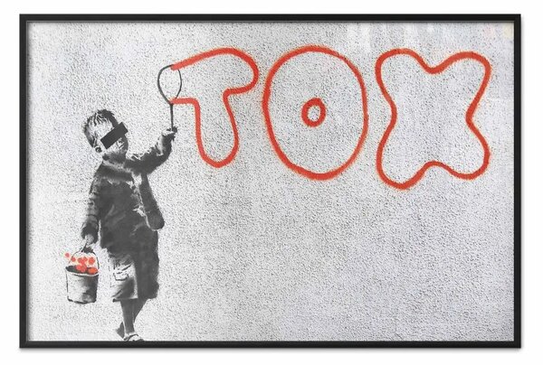 Poster: Tossico - graffiti industriale in stile Banksy con ragazzo e scritta