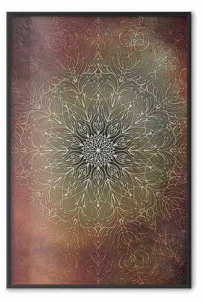 Poster: Ruota orientale - Mandala dorato in stile zen