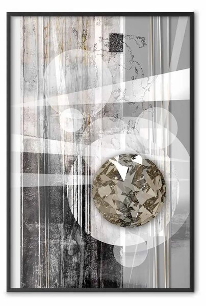 Poster: Simmetria argento - astrazione industriale con sfera