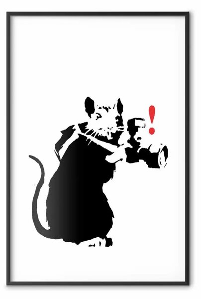 Poster: Topo fotografo - graffiti in bianco e nero in stile Banksy con animale