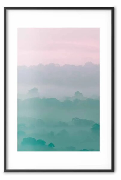 Poster: Alba nebbiosa - paesaggio nebbia pastello