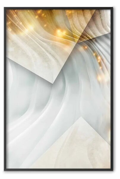 Poster: Dimensione cashmere - astrazione geometrica in onde con accenti dorati