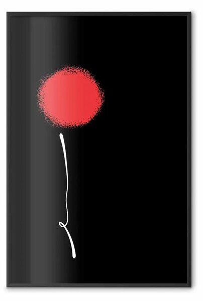 Poster: Fiore minimalista - composizione con fiore rosso su sfondo nero