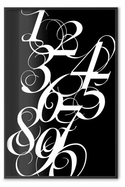 Poster: Calligrafia dei numeri - numeri eleganti in b/n