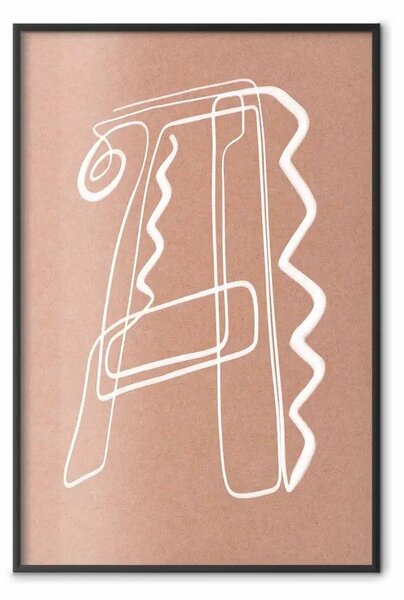 Poster: Stile A - astrazione artistica in lineart bianco a forma di lettera