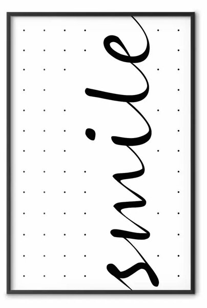 Poster: Nero e bianco: Sorriso - composizione b/n con scritta in inglese