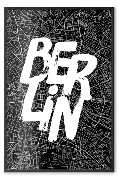 Poster: Negativo di Berlino - mappa città e scritta in b/n