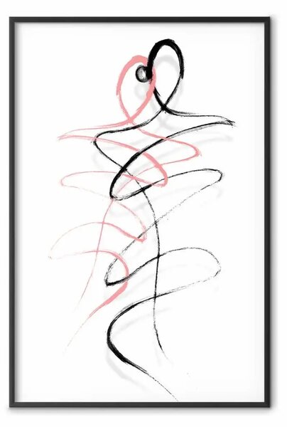 Poster: Passione intrecciata - astrazione in onde con silhouette umane