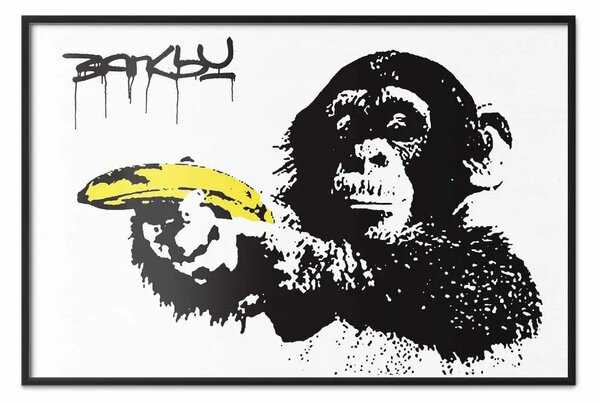 Poster: Pistola banana - scimmia con frutto giallo in stile Banksy