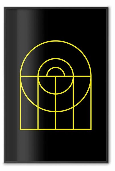Poster: Geometria nera - astrazione geometrica unica con giallo neon
