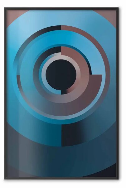 Poster: Macchina - astrazione in figure geometriche dai toni grigio-azzurri