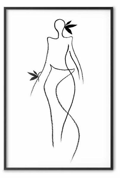 Poster: Danza esotica - lineart silhouette di donna b/n