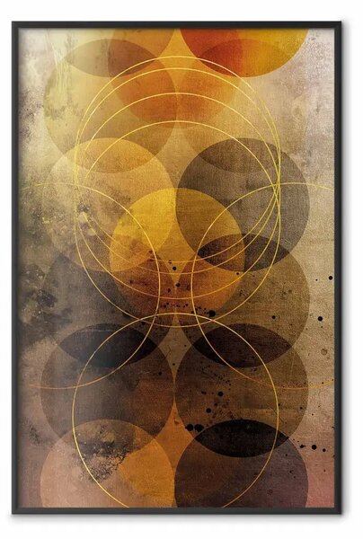 Poster: Cammino del sole - astrazione geometrica in cerchi dai toni caldi