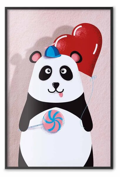 Poster: Panda palloncino - composizione colorata per bambini