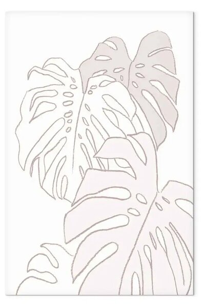 Quadro moderno Illustrazione con uno schizzo lineare della pianta di monstera