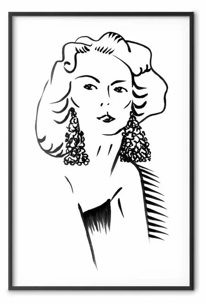 Poster: Bionda incantevole - ritratto donna elegante b/n