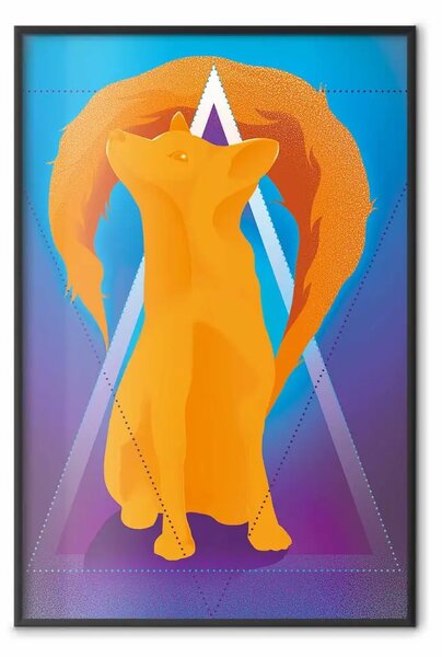 Poster: Coda rossa - astrazione geometrica con triangoli e animale selvatico