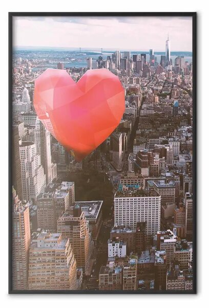 Poster: Cuore città - pallone amore su sfondo architettonico