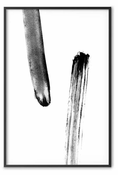 Poster: Incontro casuale - astrazione b/n con colate di vernice