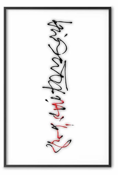 Poster: Calligrafia - composizione astratta con scritta sfocata verticale