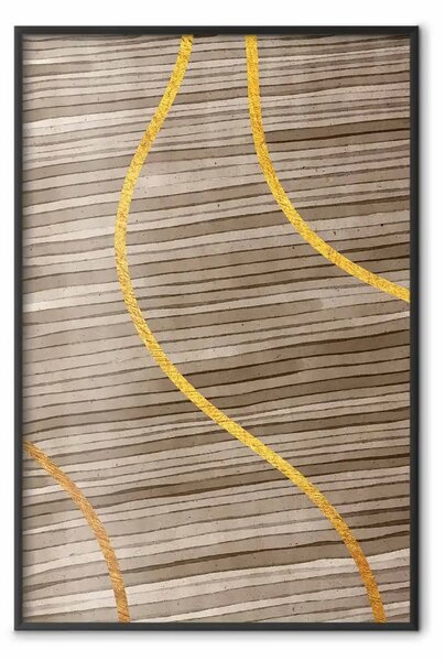 Poster: Acquerello e oro - astrazione unica in eleganti onde su sfondo marrone