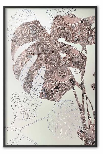 Poster: Meccanismo naturale - astrazione con foglie di monstera